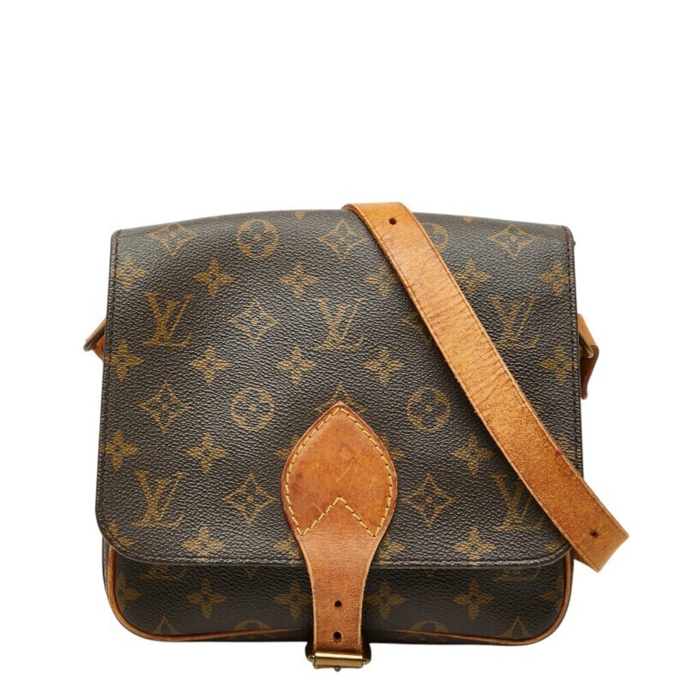 Louis Vuitton Monogram Cartouchiere Crossbody Bag Brown Leather